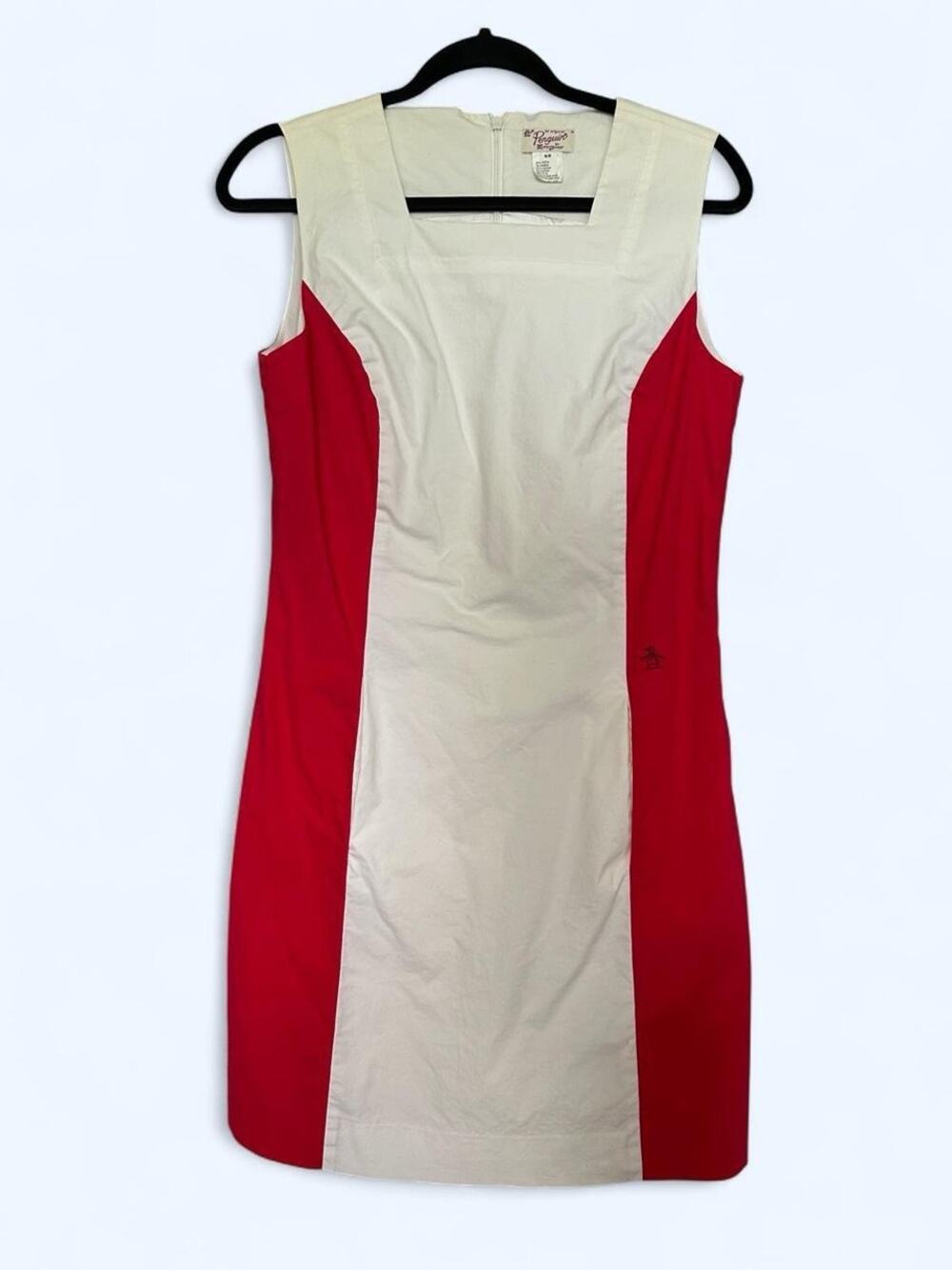 Y2K Original Penguin by Munsingwear Red White Colorblock 60s Mod Shift Dress M